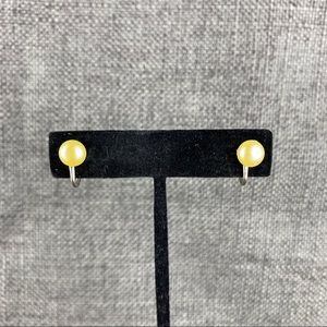 Vintage Pearly Yellow Micro Screw Back Earrings